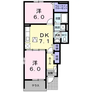 エアリエルK【1階】の間取り