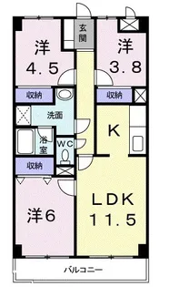 グランドール野川【4階】の間取り