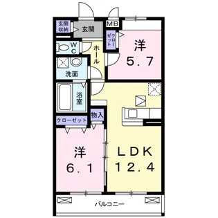 サニーレジデンス北条C【104号室】の間取り