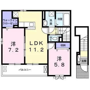 カーサデルソーレⅠ【2階】の間取り
