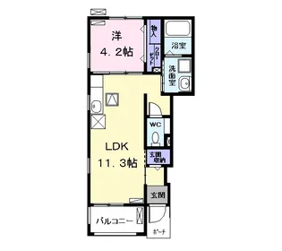 プロムナード佐古木【101号室】の間取り