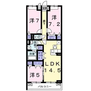 グランドゥール京田辺【1階】の間取り