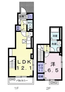 ロワゾーブルーF【1階】の間取り