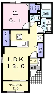 ヴィラーリエージュB【1階】の間取り