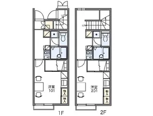 レオパレスグリーンフラットE【1階】の間取り