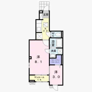 プロムナードフラン【1階】の間取り
