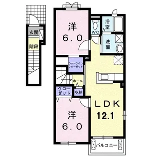 ルナ・ソレイユ B【2階】の間取り