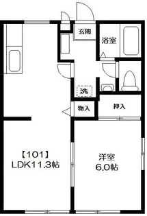 スカイハイツ【101号室】の間取り