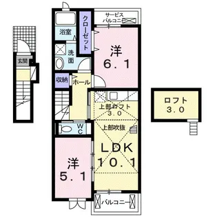 ヴィラ・ウエストヒルⅡ【2階】の間取り