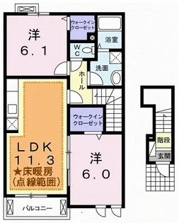 フィオーレドゥーエ【2階】の間取り