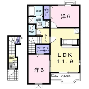 グランシャリオB【2階】の間取り