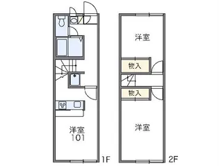 レオパレスVILLA湖西【102号室】の間取り