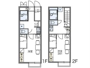 レオパレス下小鳥A【108号室】の間取り
