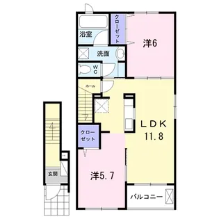 ハイツシェルティーB【2階】の間取り