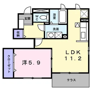 サン ソレイユⅠ【1階】の間取り