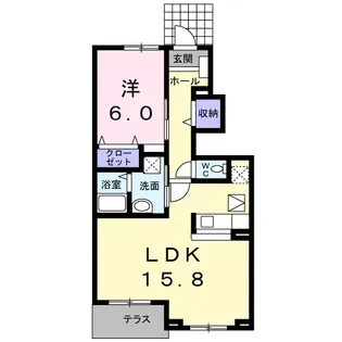 ウエストリバーA【1階】の間取り