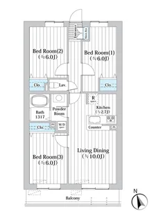 コートブリーズ船橋中山【1階】の間取り