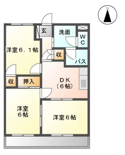 エクセリーヌK−Ⅱ【2階】の間取り