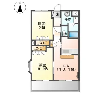 ガーデニングヒルズ東西野【2階】の間取り