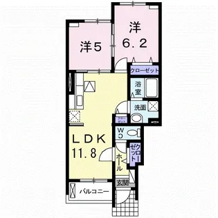 プロムナード高田B【1階】の間取り