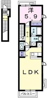 ボヌール六条南【2階】の間取り