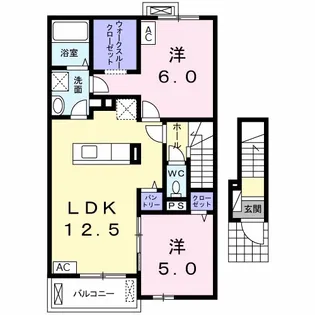 カーサ プラシードA棟【2階】の間取り