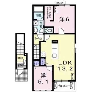 リバーサイド ジェルメⅠ【2階】の間取り