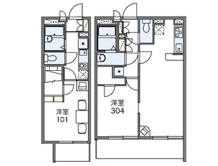 レオパレスプレミエ エトワール【1階】の間取り