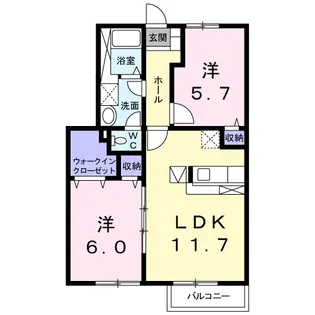 クレセント北郷 B【1階】の間取り