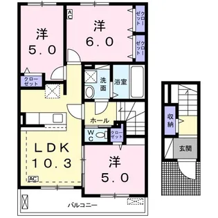 プリートンB【2階】の間取り
