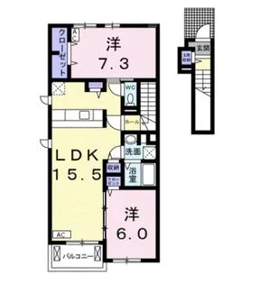 コンフォート下奈良 Ⅰ【2階】の間取り