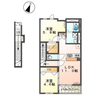 ラピスA【2階】の間取り