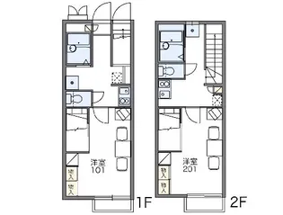 レオパレスクレール藤田【104号室】の間取り