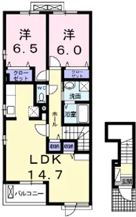 サンリーベW【2階】の間取り