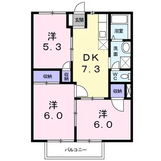 ラ・フォーレ西条B【2階】の間取り