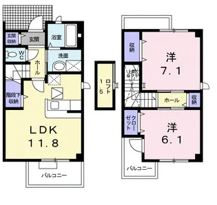 グランデカメリア山の手Ⅱ【1階】の間取り