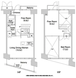 コンフォリア芝浦バウハウス【14階】の間取り