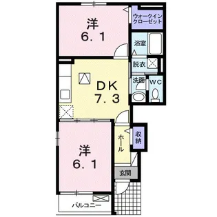ドミール梨子ノ木【1階】の間取り