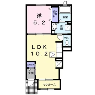 サン・ガーデン花見東【1階】の間取り
