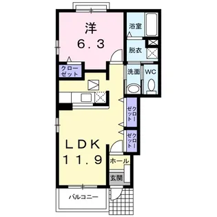 プロスパー秀B【1階】の間取り