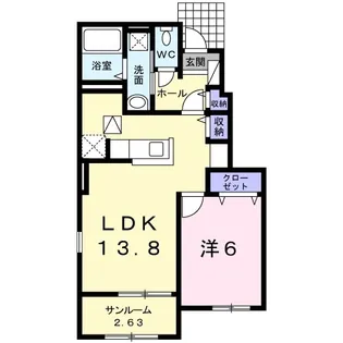 メゾン・ジュメルC【1階】の間取り