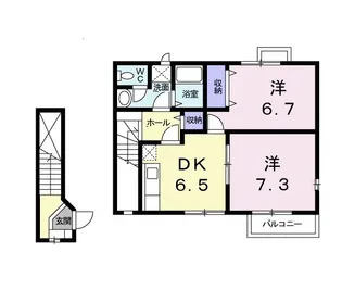 美宝・西A【2階】の間取り