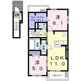 エクセリア立木Ⅰ【201号室】の間取り