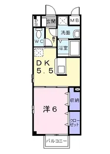 プラティ−クカルティエ B【2階】の間取り