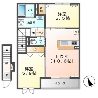 メゾン・ド・ヴェルジェ【2階】の間取り