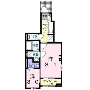 シャンテ・フルール【1階】の間取り