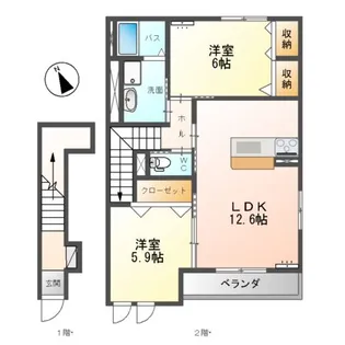 GRANDEURSUMZⅡA(グランドゥール サムズ ツー)【2階】の間取り