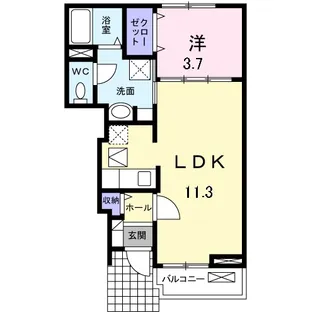 カーサフィオーレA【103号室】の間取り
