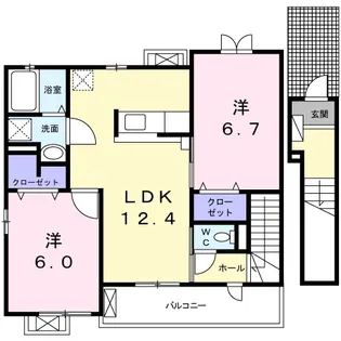 カーサフィオーレⅡ【202号室】の間取り