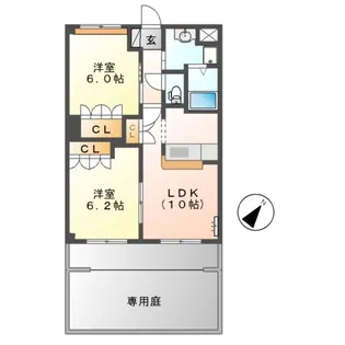 フィールドピア E【102号室】の間取り